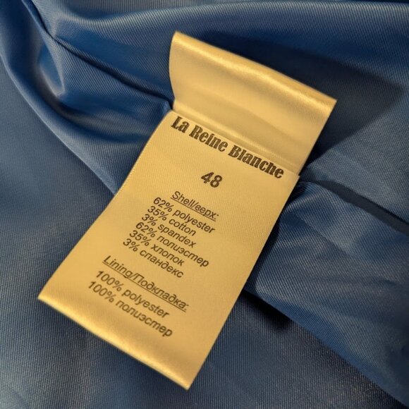 Coat Dress Trendy Electric Blue Satin Belted 3/4 Sleeves Fully Lined - Picture 6 of 11